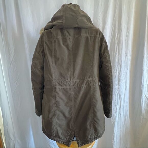 Olive Green Winter Coat ~ Rachel Roy ~ Fur Trim Hooded Jacket ~ Women’s M ~ EUC - Picture 10 of 13